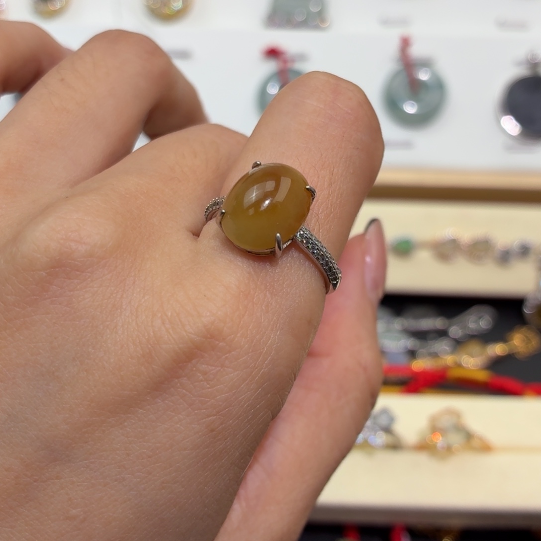 翡翠银S925镶嵌颈饰戒指