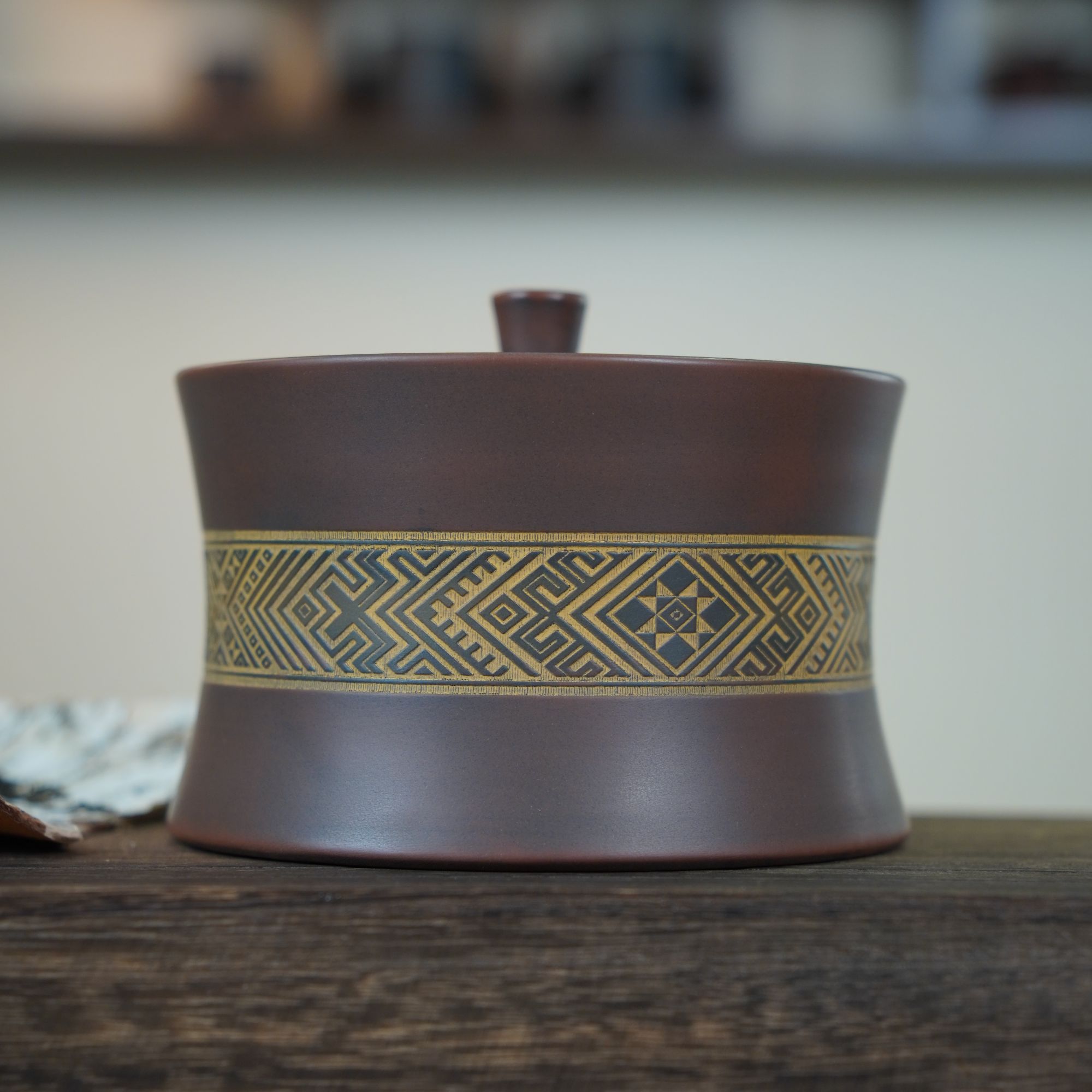 陶礼【壮乡茗韵】广西钦州坭兴陶茶叶罐(小叶片茶150g)