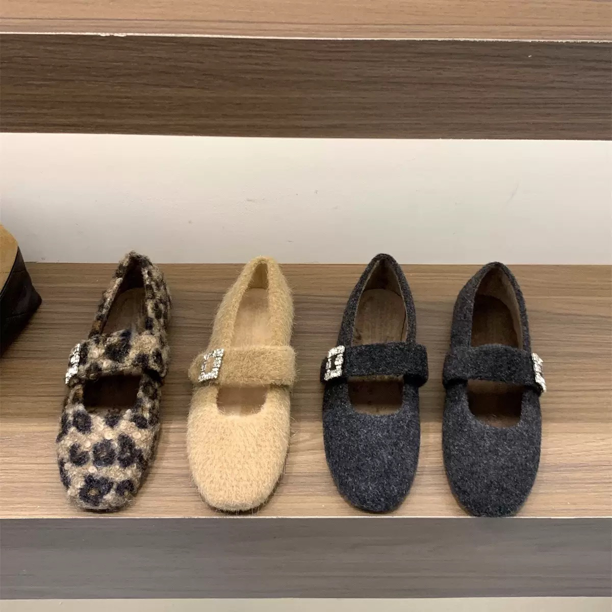 一脚蹬毛毛鞋女冬季外穿鞋子女鞋法式玛丽珍鞋加绒豆豆鞋平底单鞋