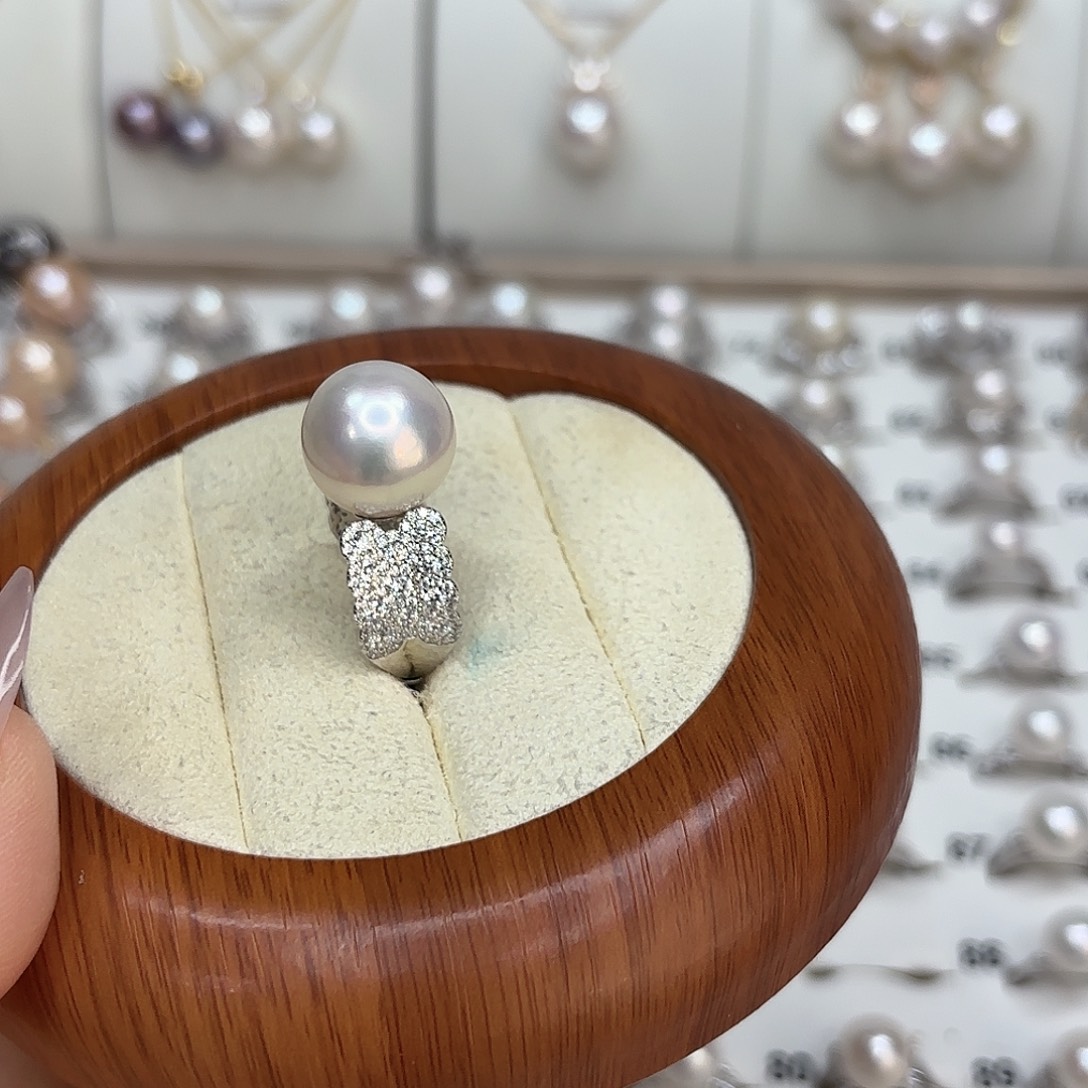 大***】淡水珍珠银S925镶嵌戒指