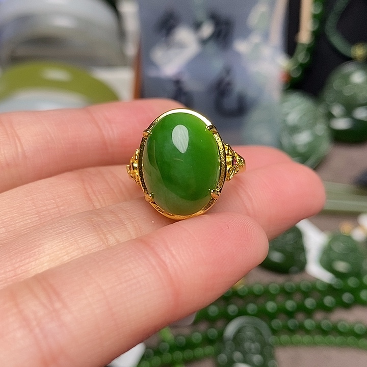 和田玉银S925镶嵌戒指