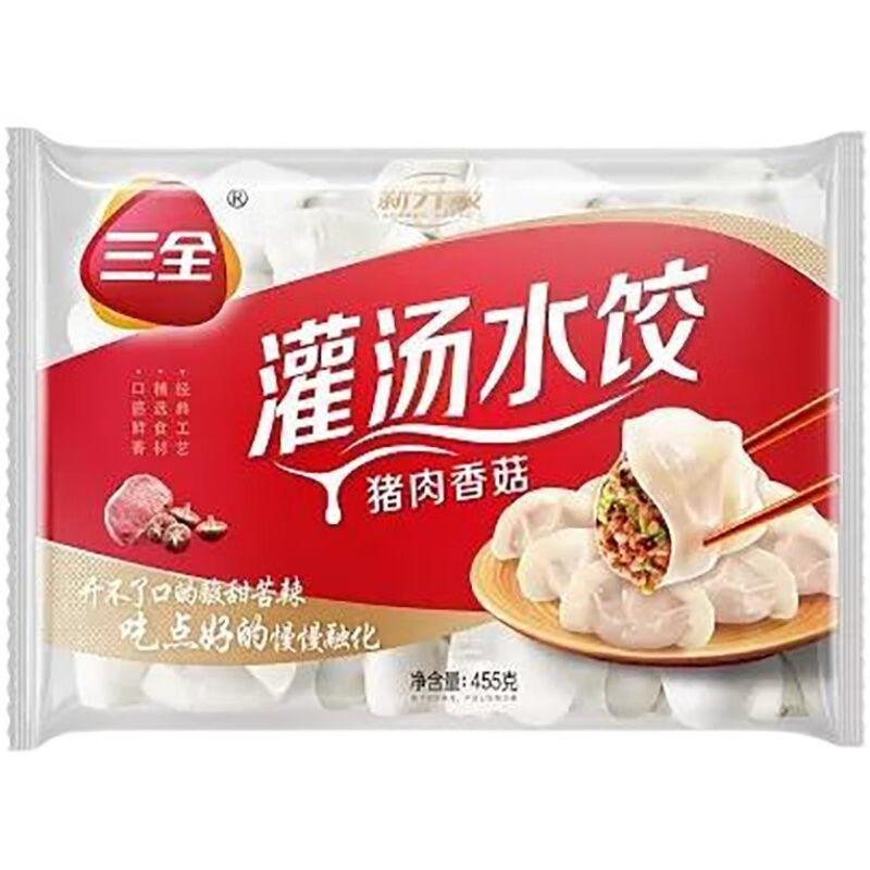三全灌汤水饺猪肉韭菜味455g速冻水饺方便食品速冻食品