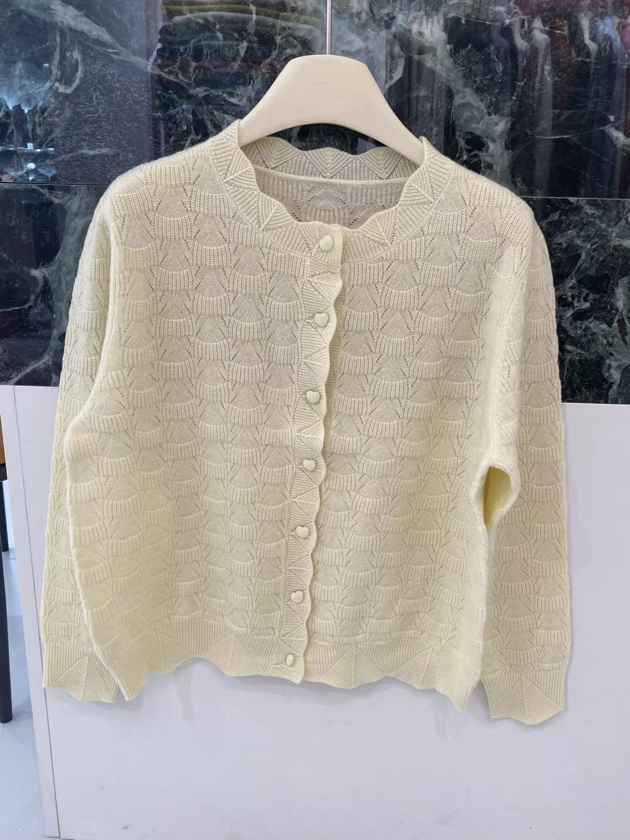 【100%羊毛】针织常规款长袖纯色毛针织衫秋冬蕾丝yy  竹四 6801-1