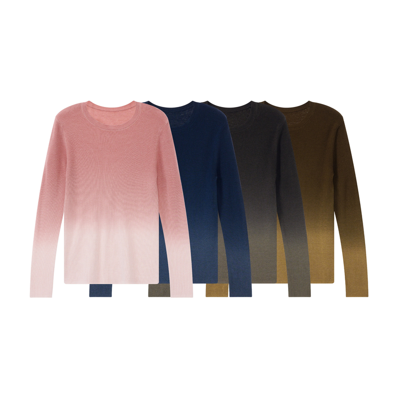 FOURHER 渐变福云卷 2.0加厚版 时髦氛围 吊染圆领针织衫