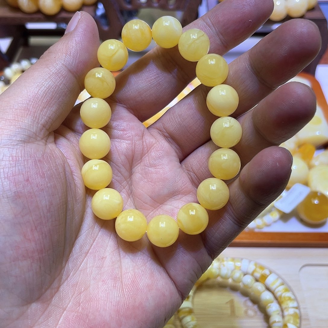 未镶嵌蜜蜡手串11mm大浓蜡奶豆