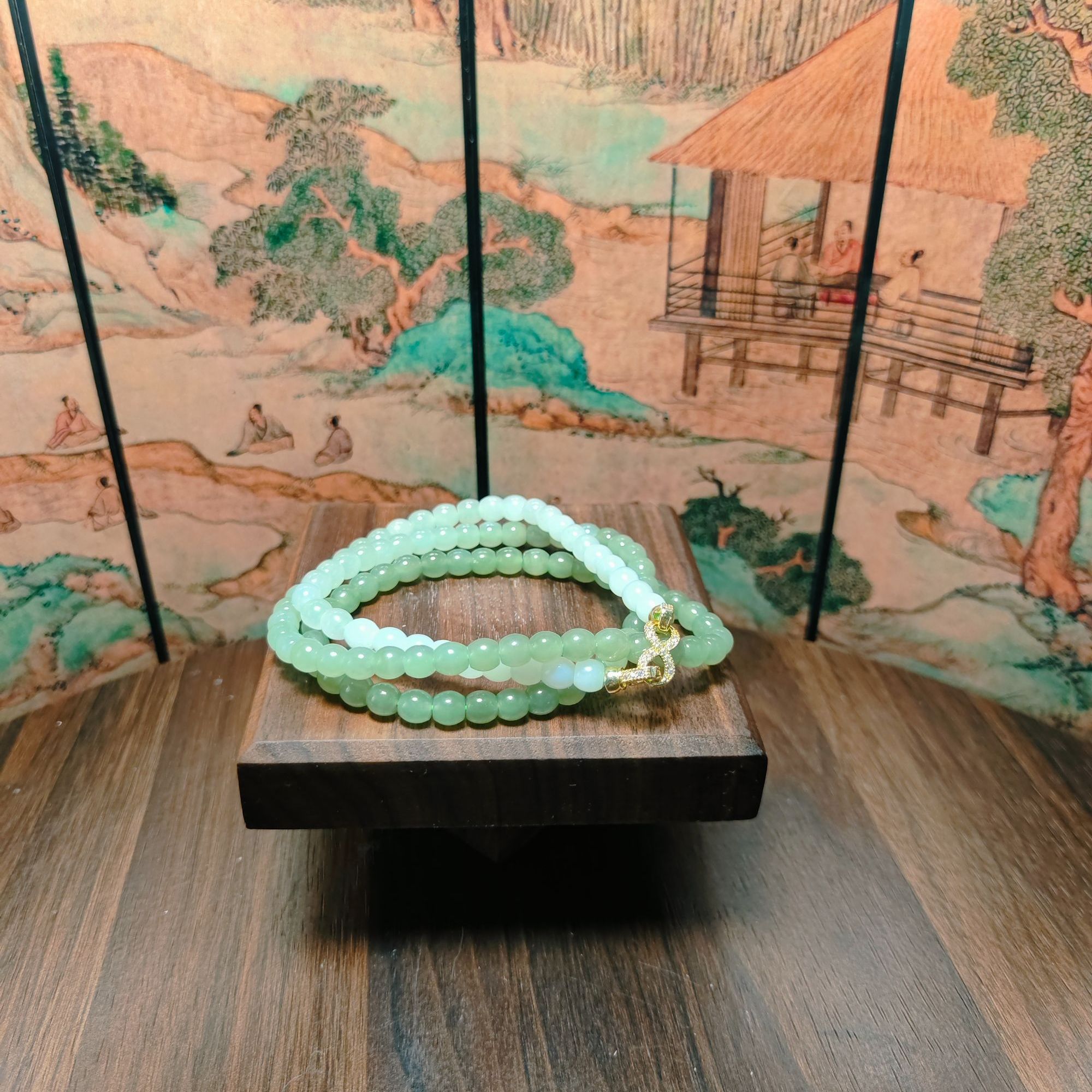 N和田玉渐变桶珠项链1888