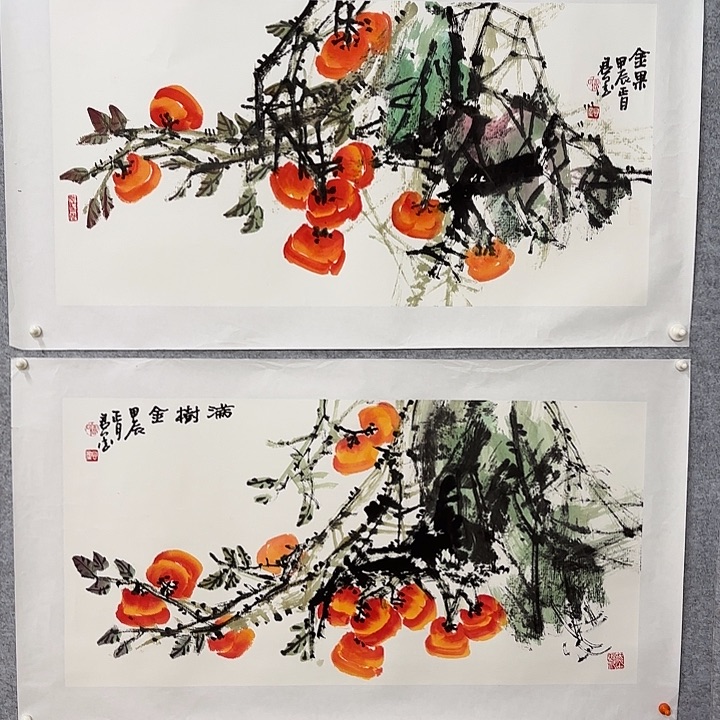 国画梅****店花鸟三尺两张