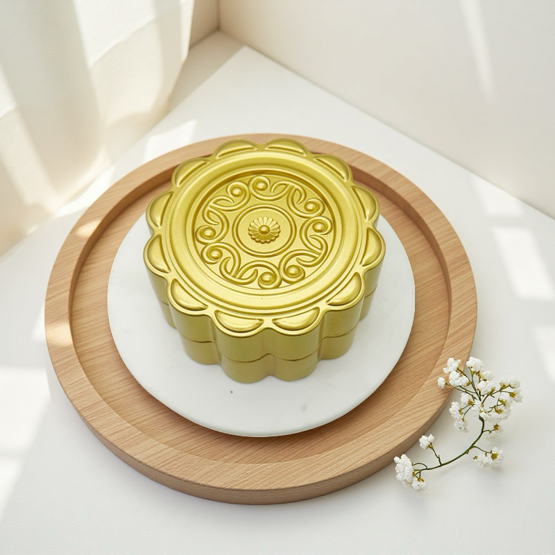 烟灰缸合金花好月圆中秋送礼沙金五仁仿真文玩月饼摆件性价比实用