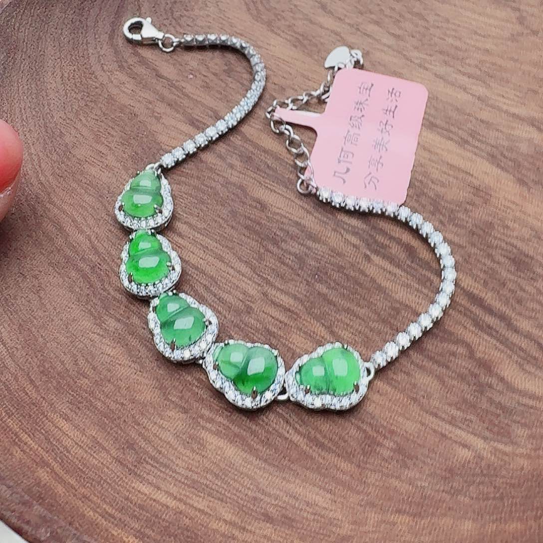 翡翠手链银S925镶嵌手链