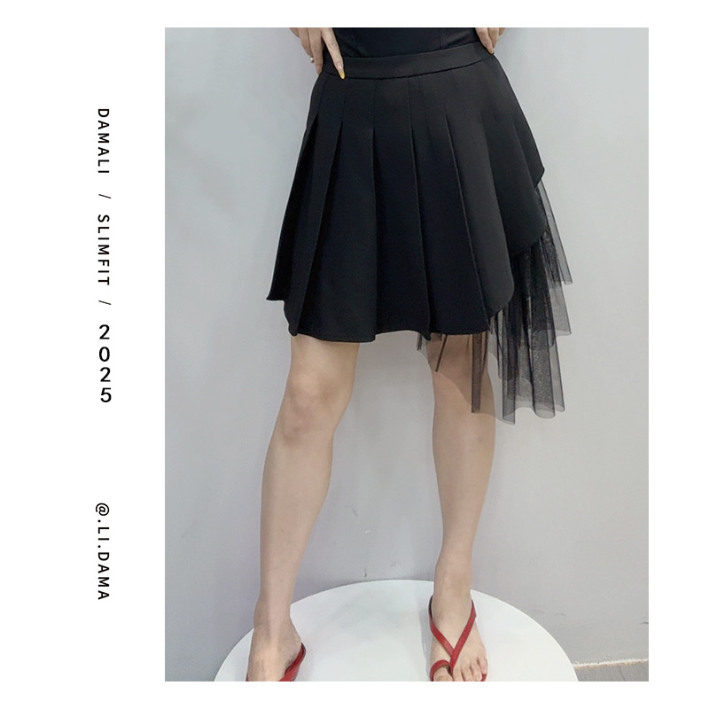 大码利-夏上新【不规则斜边网纱】贼遮肚囊的一款气质轻奢显瘦裙子