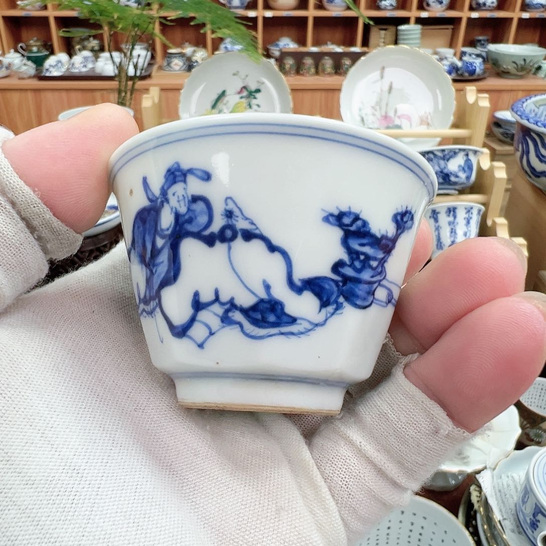 柴窑茶具五辅造切面茶杯