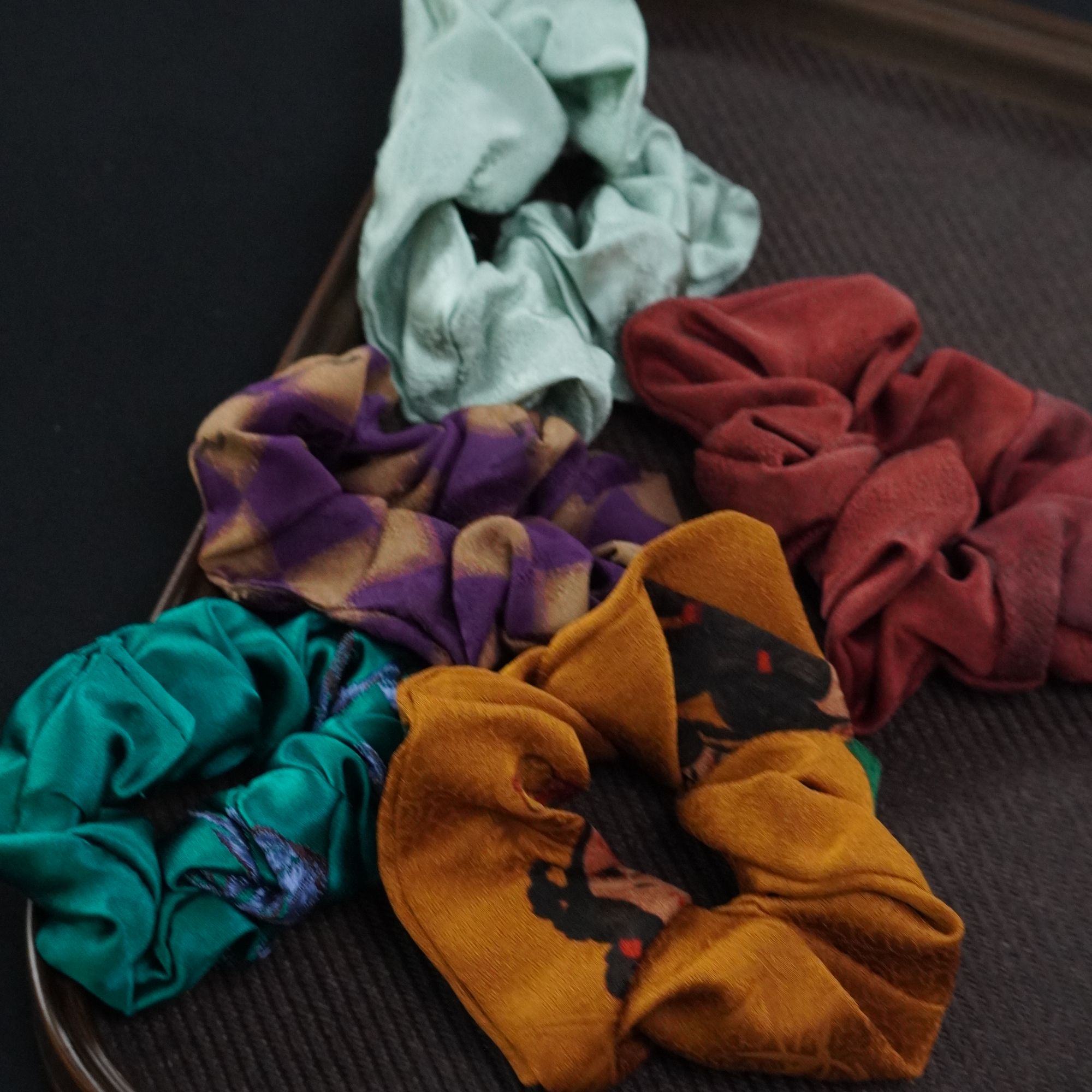 大肠圈随机款式随机颜色 香云纱花螺  非遗绒花发夹南京绒花