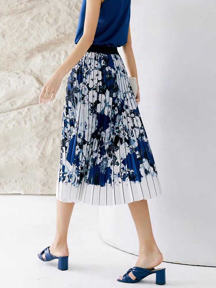 显瘦印花半身裙高腰设计优雅百搭中长款伞裙夏季新款