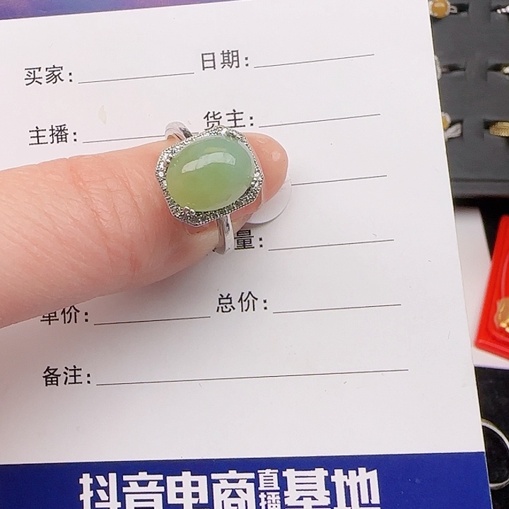 翡翠戒指银S925镶嵌缅甸a货天然戒指s925银镶
