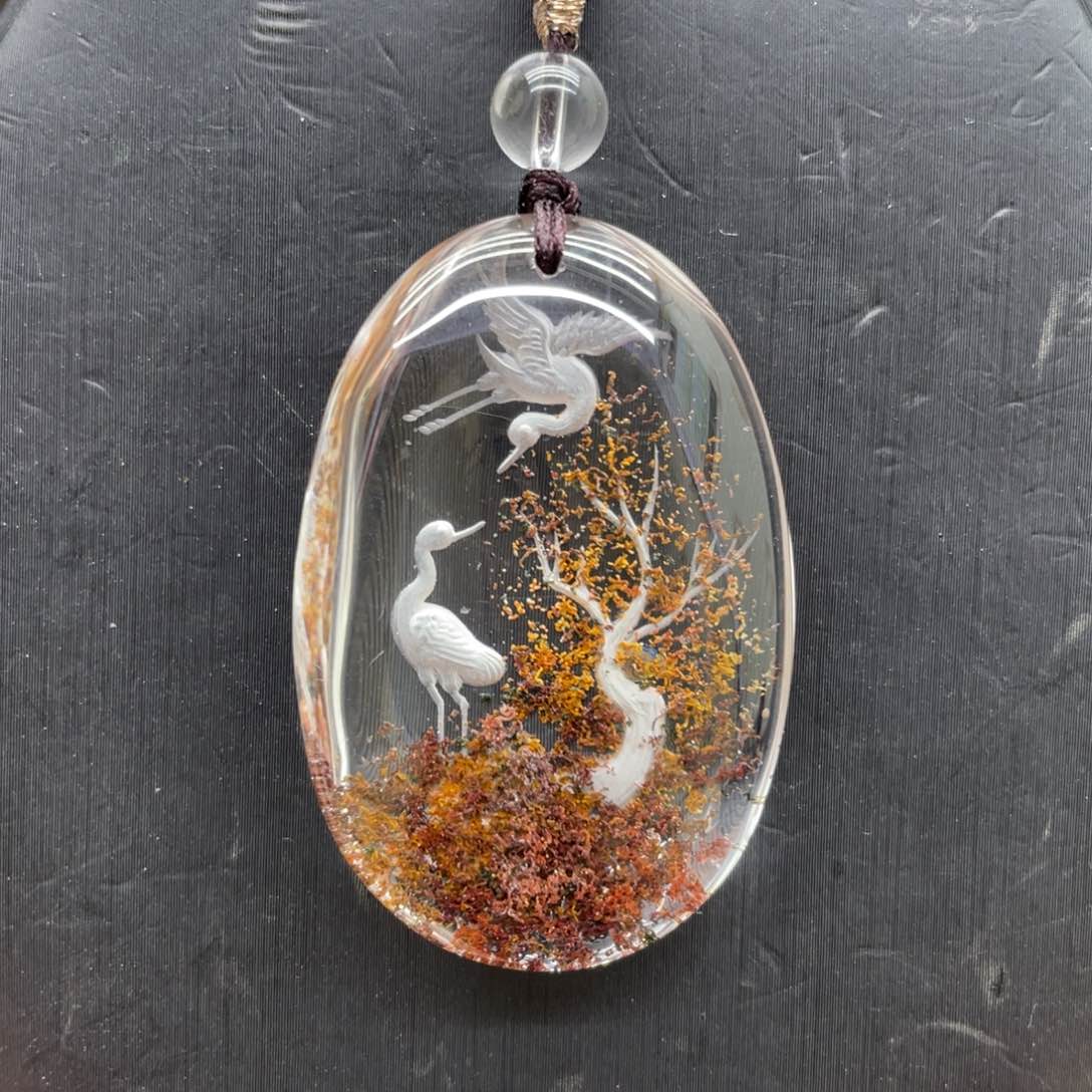 吊坠未镶嵌水晶鹤