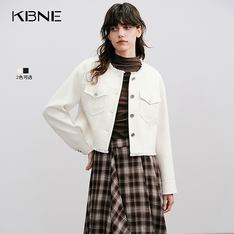 KBNE小香风外套女款爆款2025新款秋季时髦洋气复古肌理短款外套女