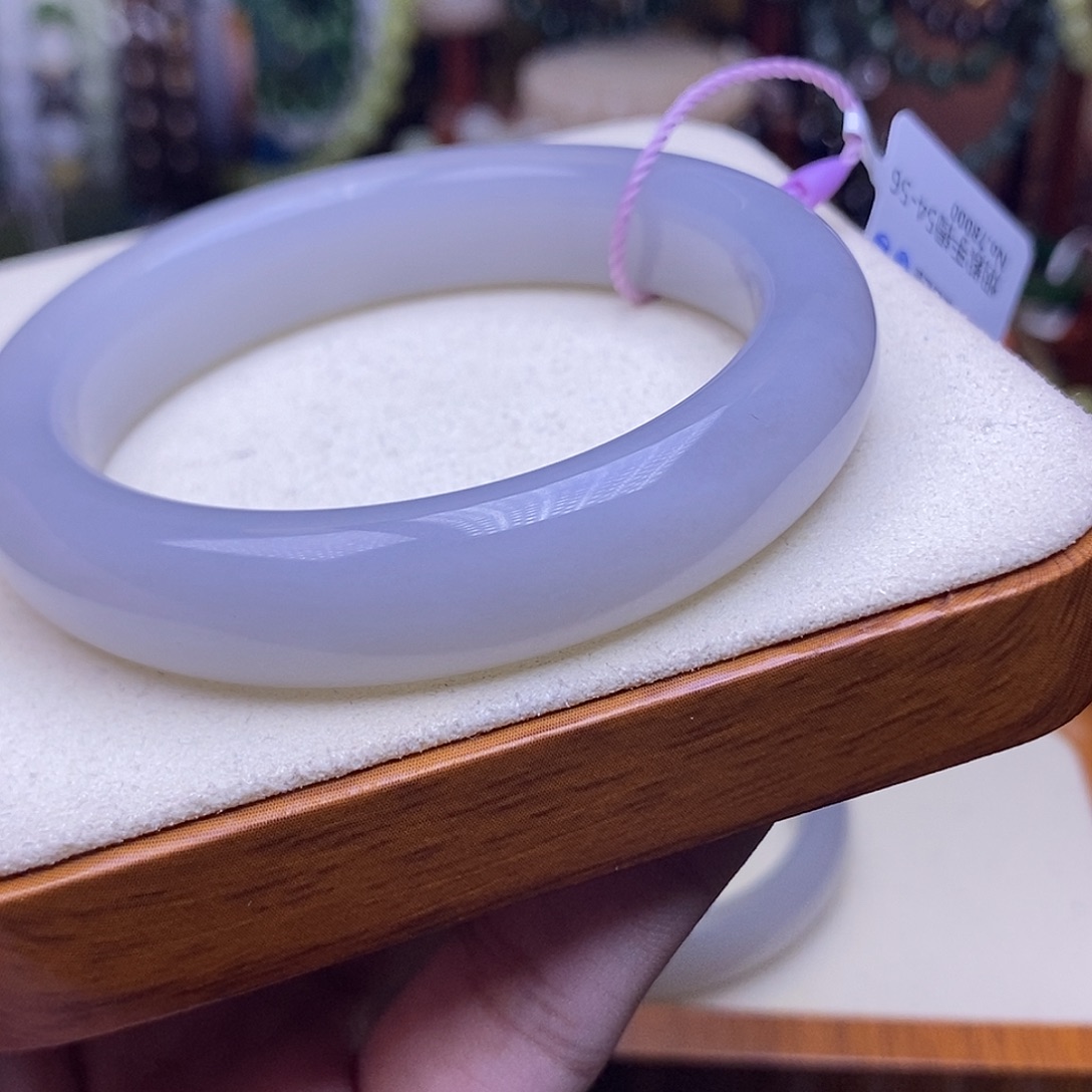 手链未镶嵌和田玉浓烟紫脂膏仙紫手镯55