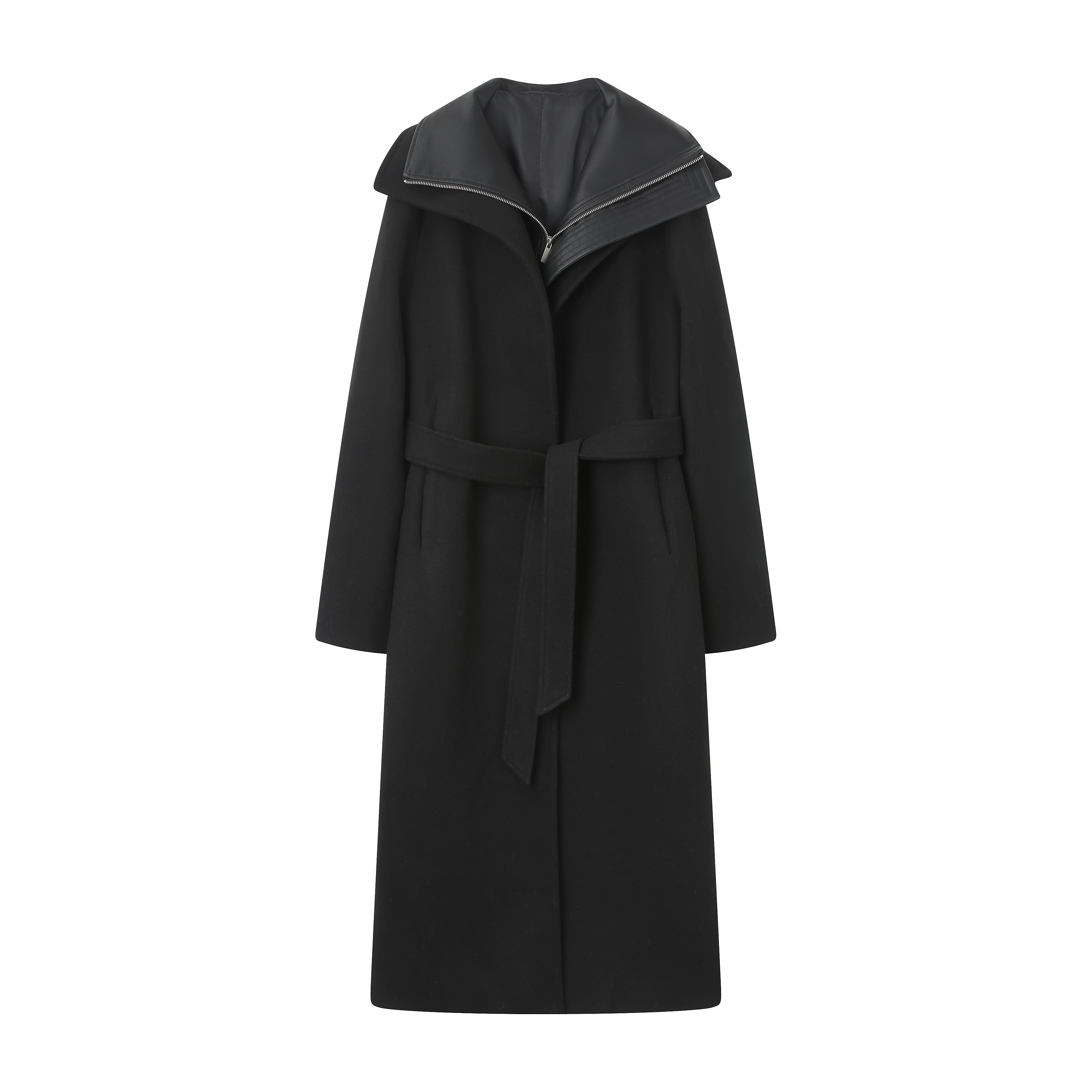 HIRO双翻领毛呢大衣暗黑风设计师款外套秋冬小众黑色时尚百搭长款