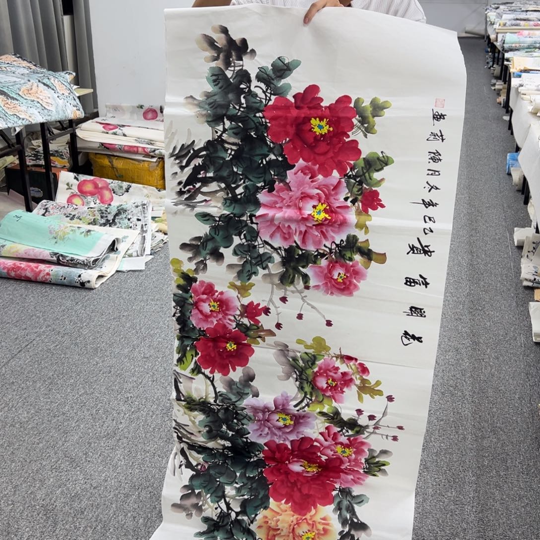 国画卖字画的小男孩