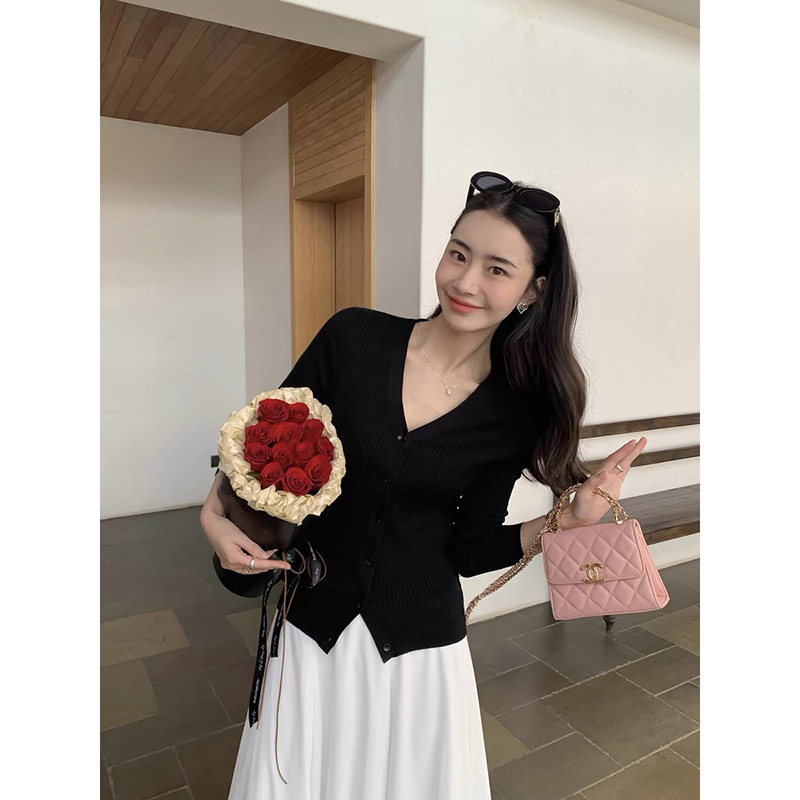 【卡其色】开衫外套3288超柔软新款高品质V领上衣