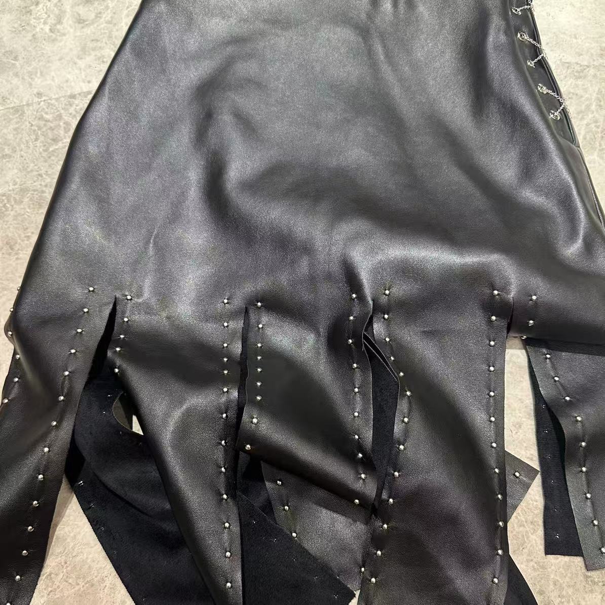 韩国设计师款清潭洞皮裙pu