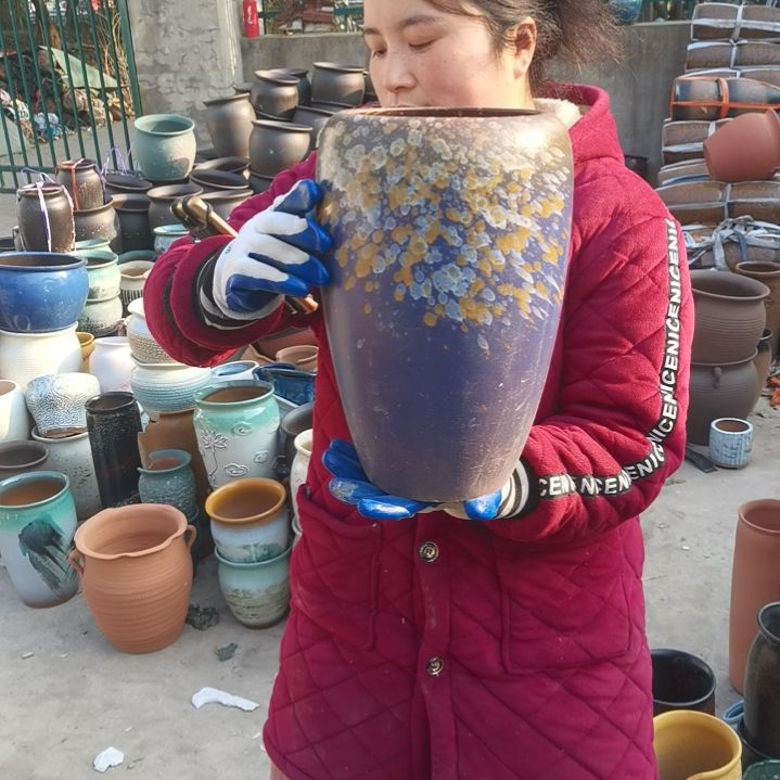 红陶口17高32一个盆子