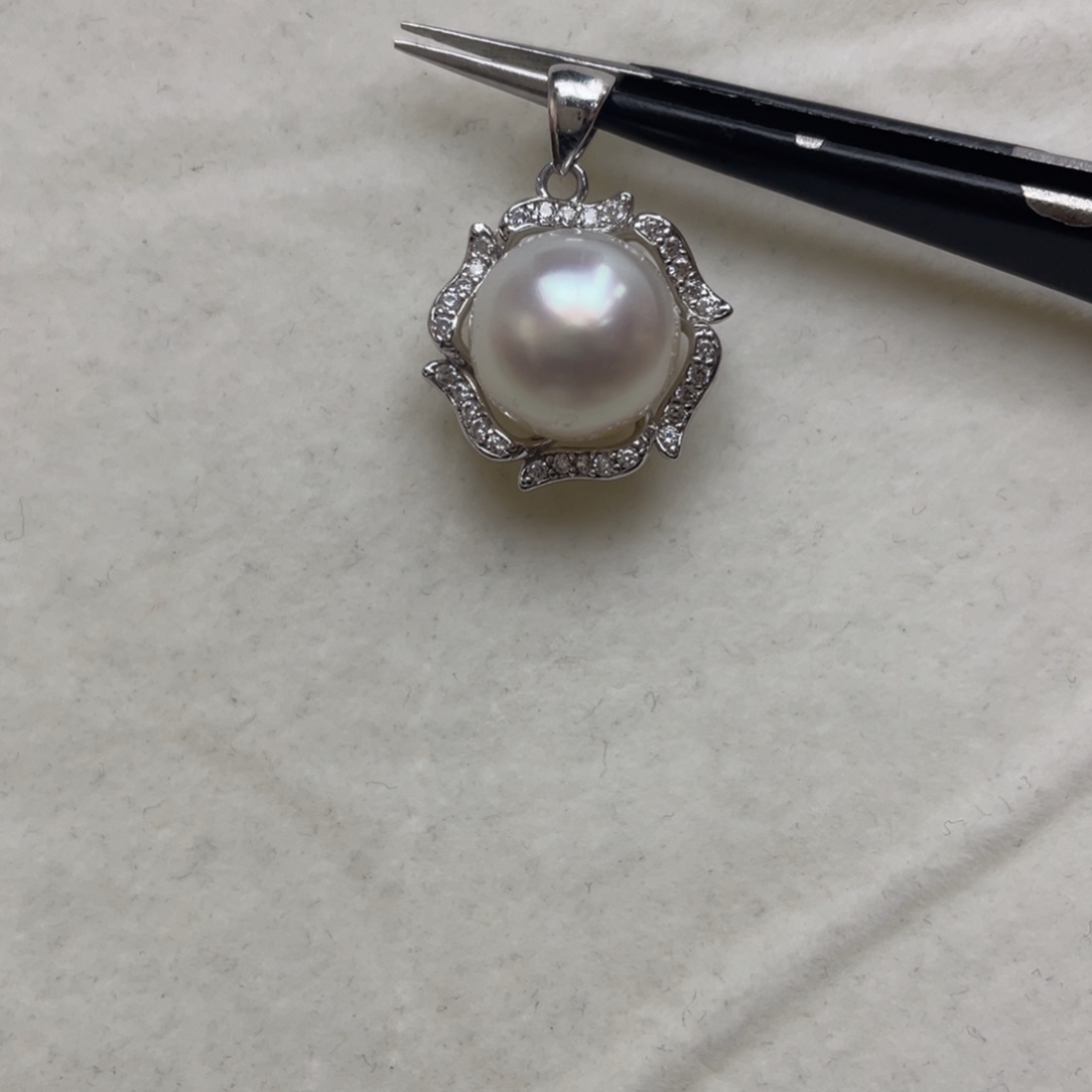 吊坠(不含链)银S925镶嵌海水珍珠