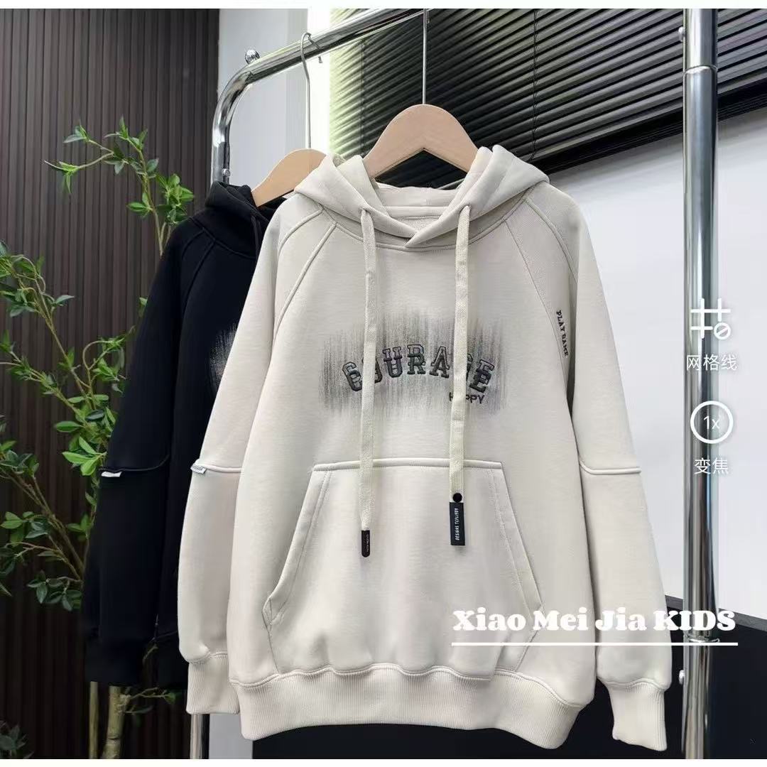 【850g厚绒连帽卫衣】2025加绒中大童卫衣冬款新款帅气男童保暖上衣