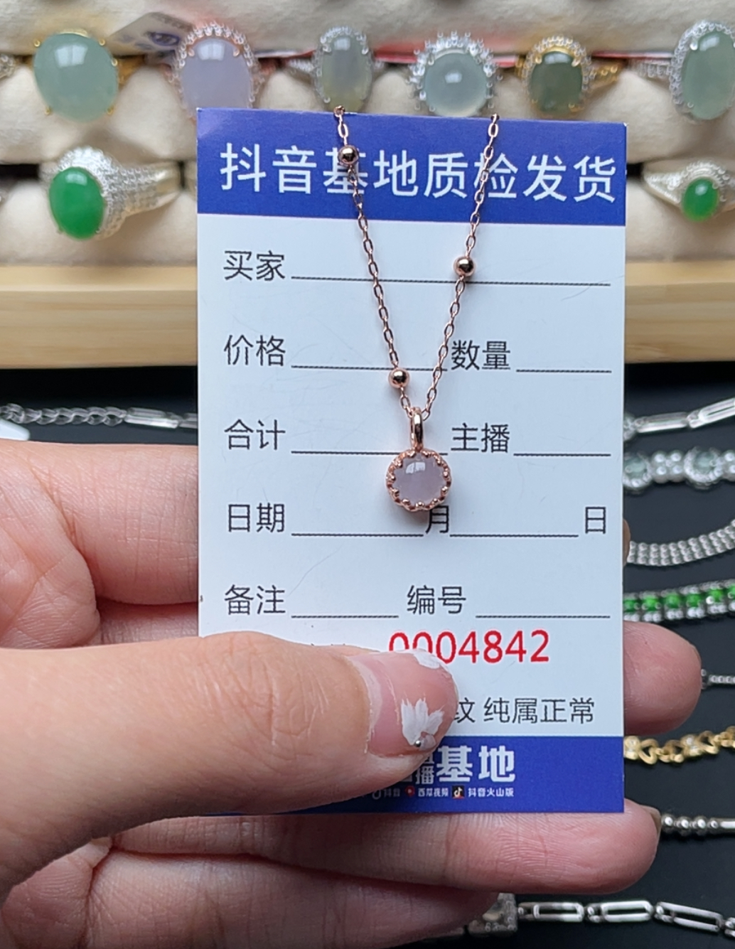 天然A货翡翠S925银镶嵌颈饰