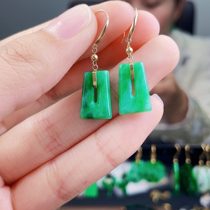 翡翠耳饰18K金镶嵌饰品