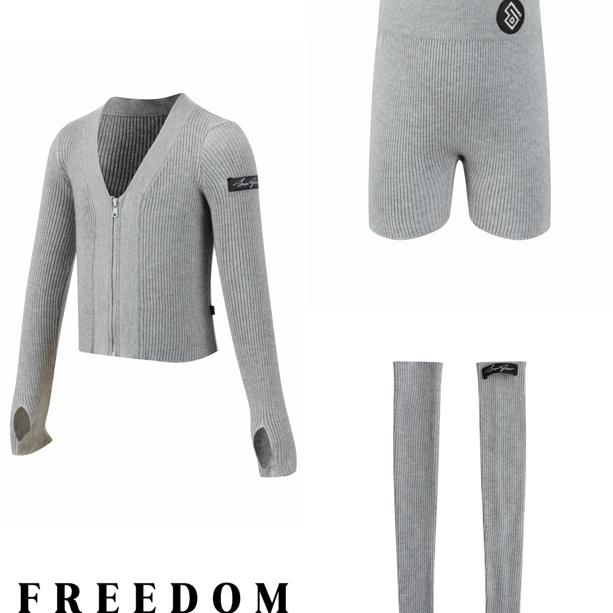 FREEDOM | 三件套秋冬长袖针织百搭拉丁舞修身显瘦包臀短裤小腿袜