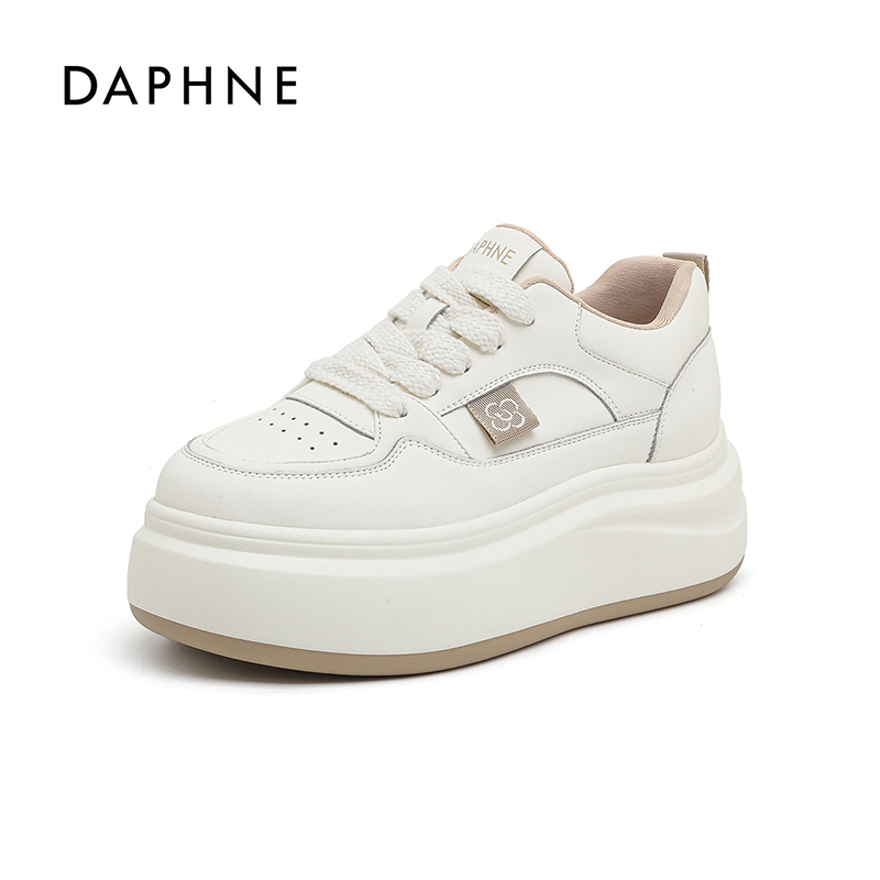 达芙妮真皮小白鞋2025秋冬爆款厚底增高时尚百搭休闲鞋HY