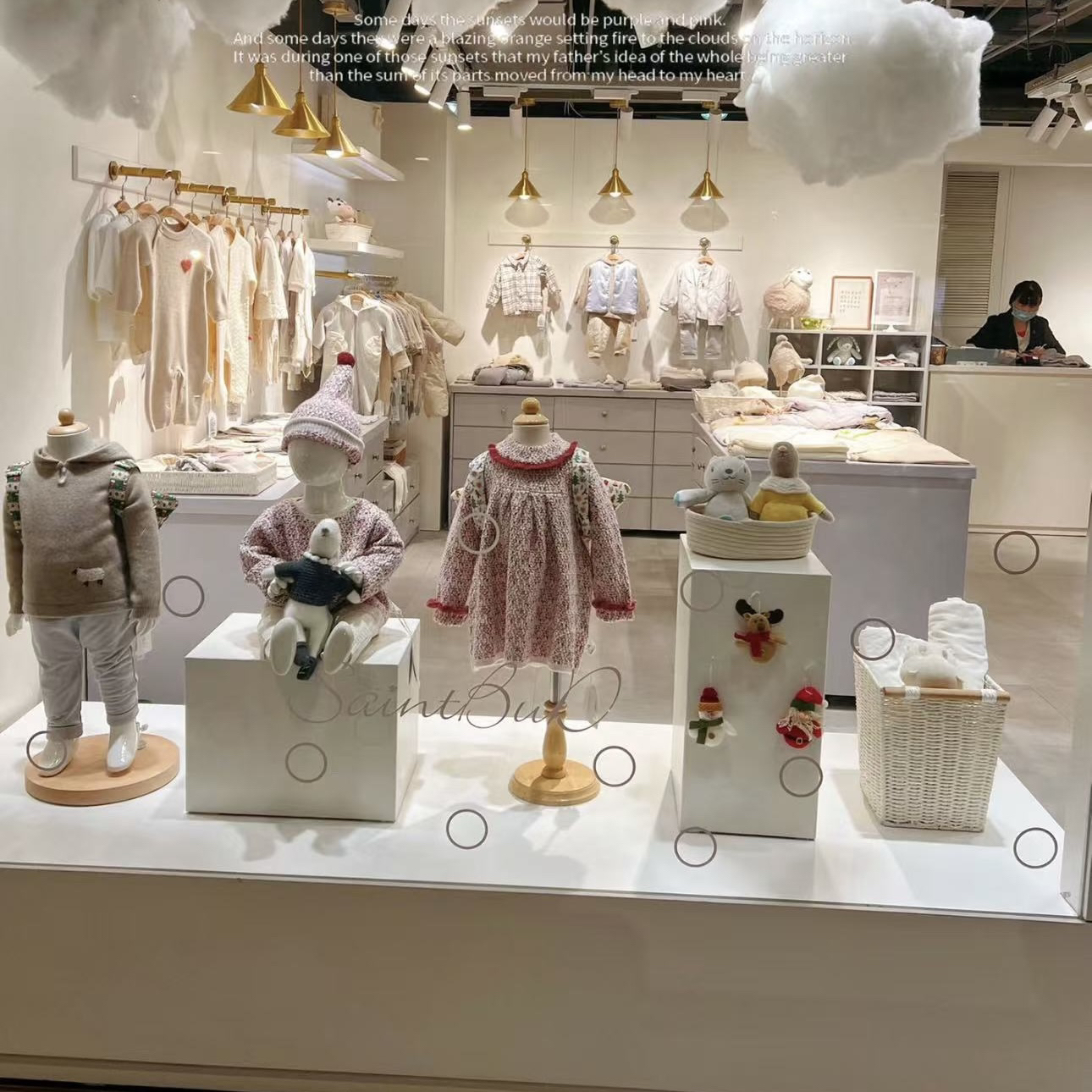 红色兔绒护耳帽加厚棉外出服