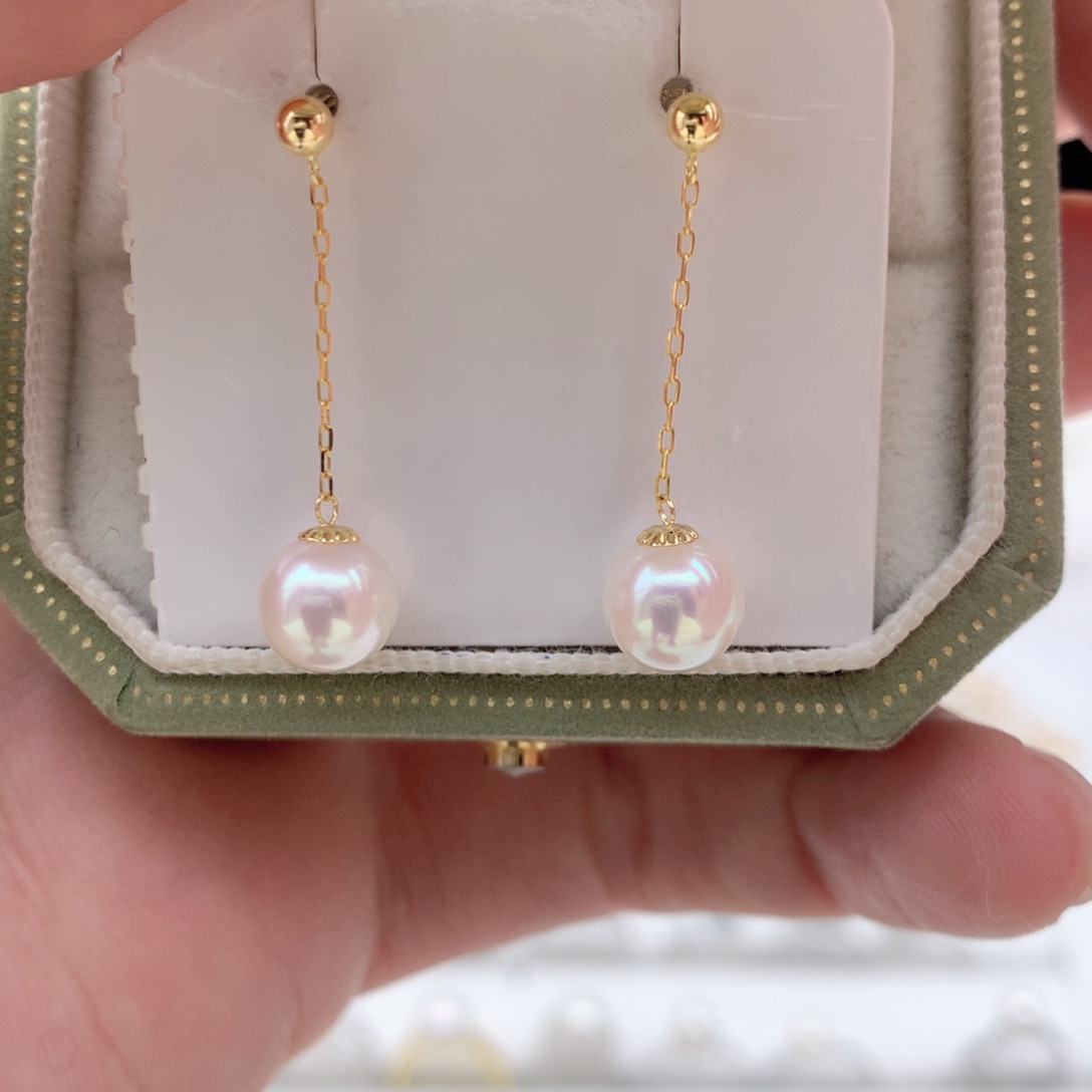 海水珍珠7-7.5mm ak大风吹18K金镶嵌