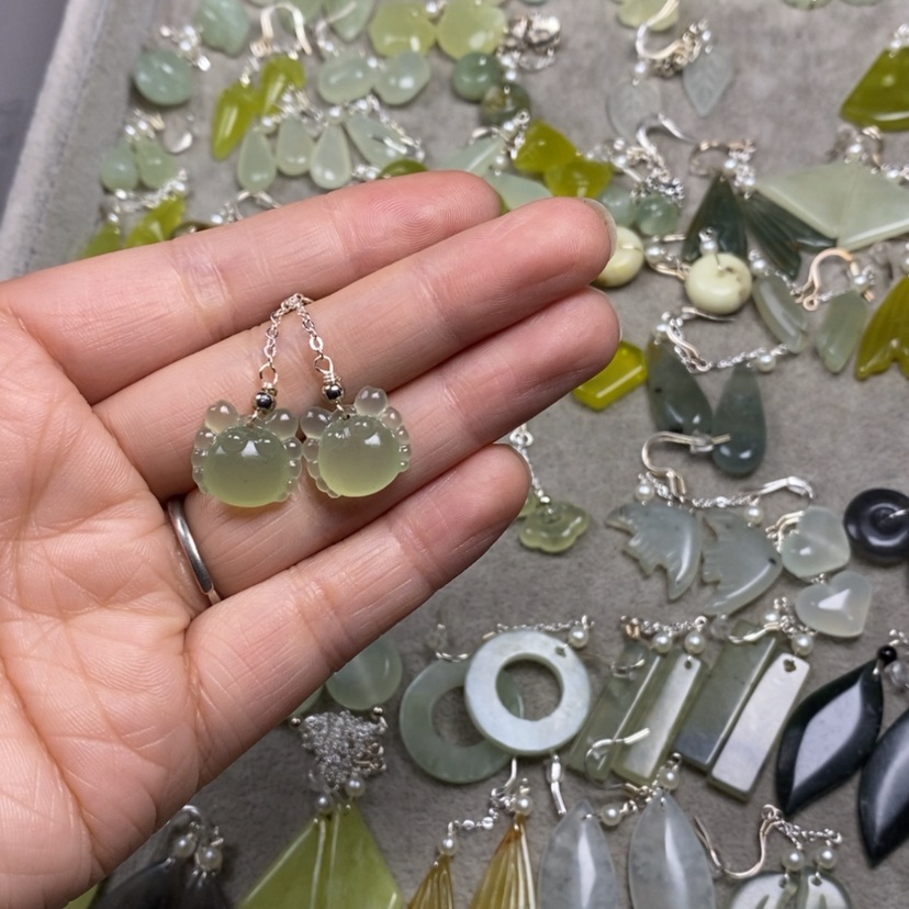 【闪购商品】蛇纹石玉未镶嵌挂件耳饰耳环项链