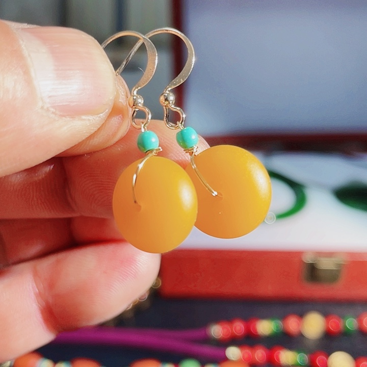 蜜蜡耳饰未镶嵌A39耳饰