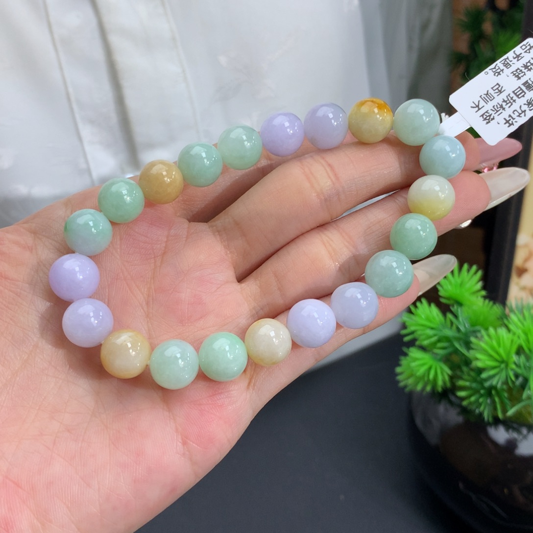 未镶嵌翡翠手链卡9.9细润多宝手串