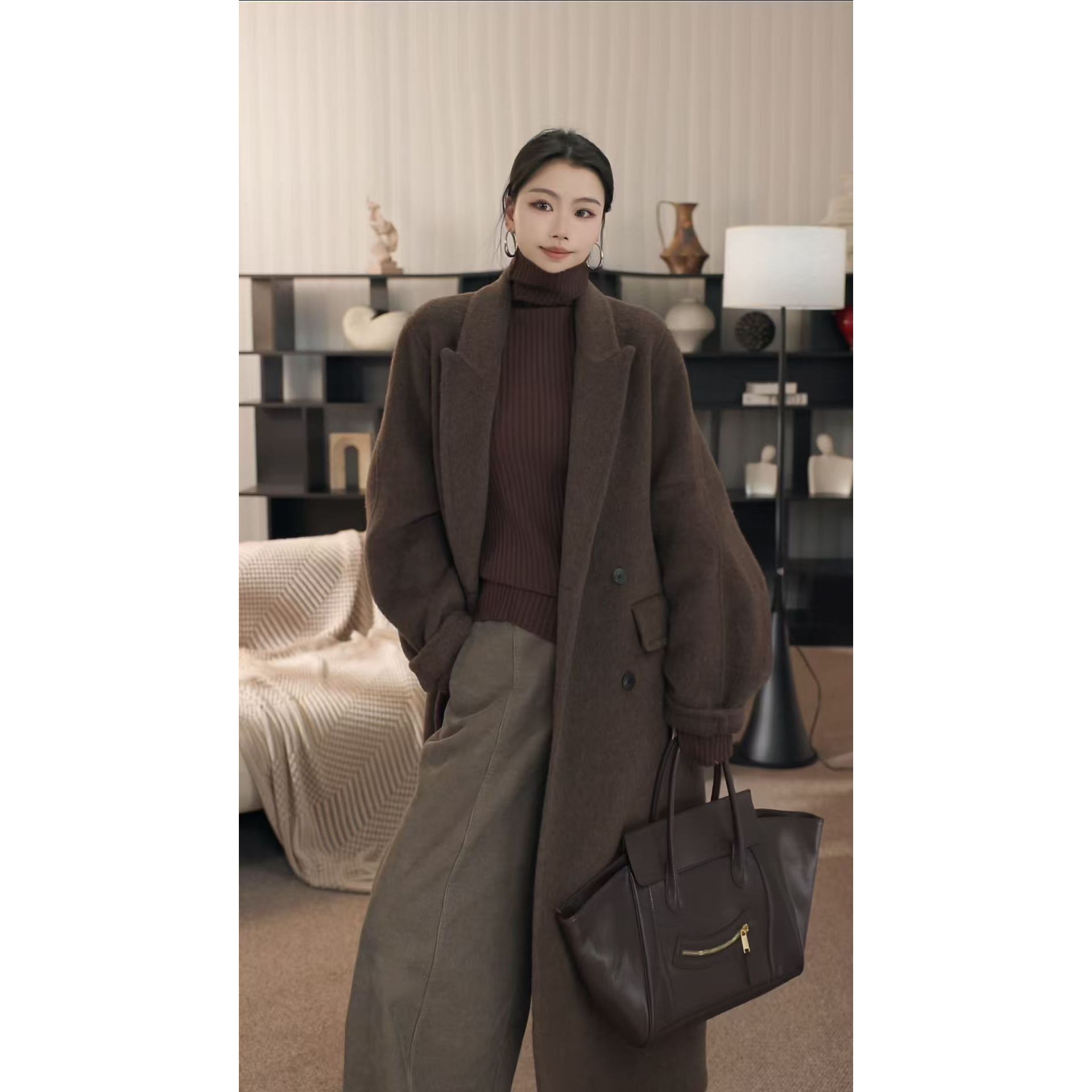 卢尚原创*韩版翻盖口大衣2655