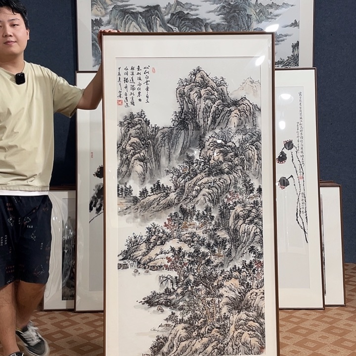 国画手绘作品带框