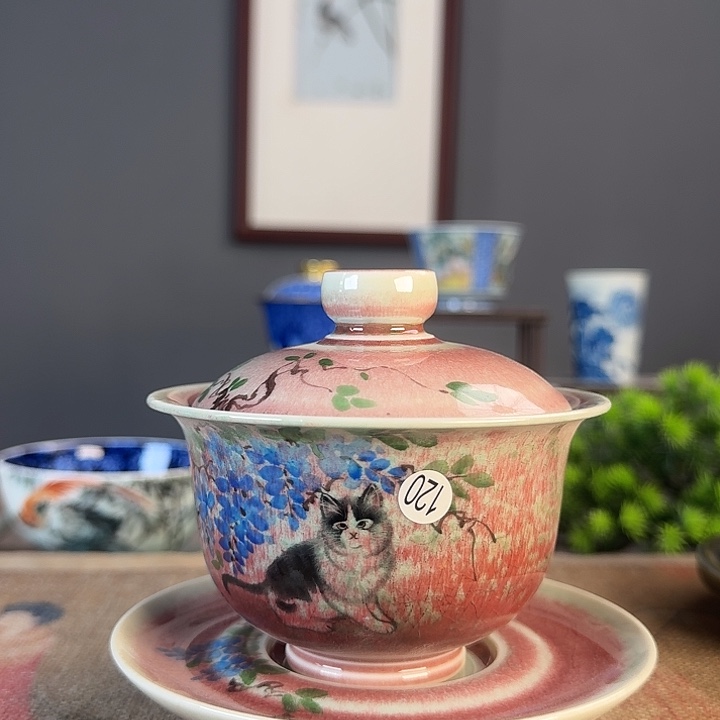 摆件景德柴烧多人茶杯