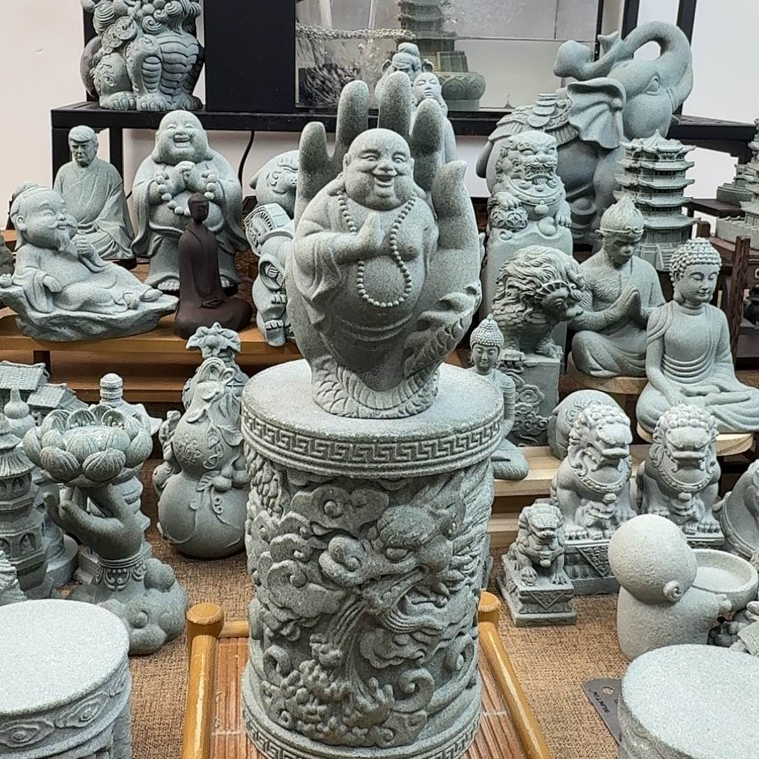 石材青砂石佛手弥勒