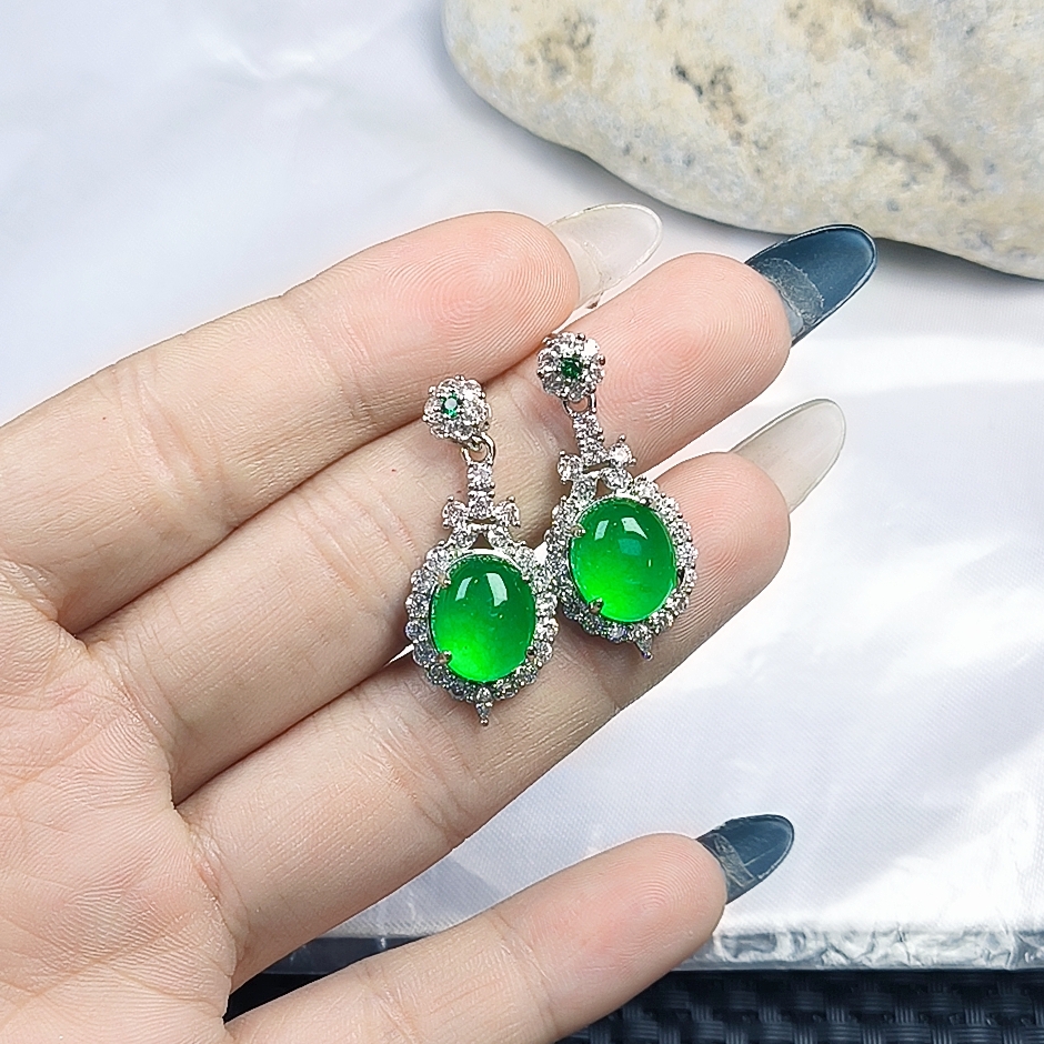 【聚宝严选】B81绿系鹅蛋耳钉时尚精美精致气质百搭