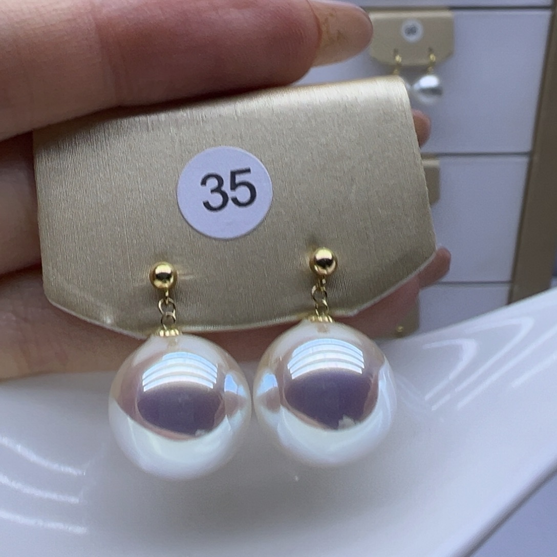 耳饰18K金镶嵌淡水珍珠