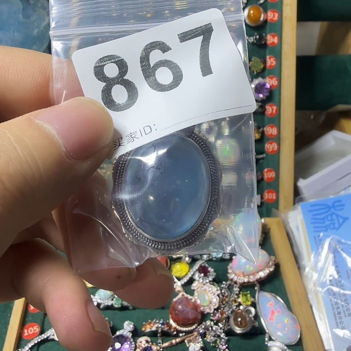 晚***情银S925镶嵌海蓝宝石颈饰