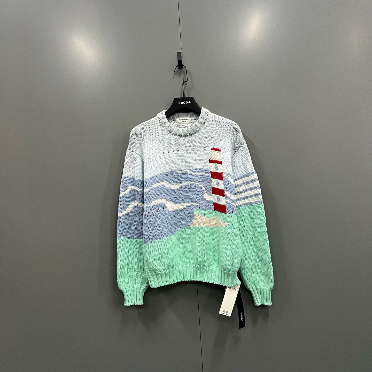 99新 THOMBROWNE (ll) 灯塔图案印花毛衣 4码/018041