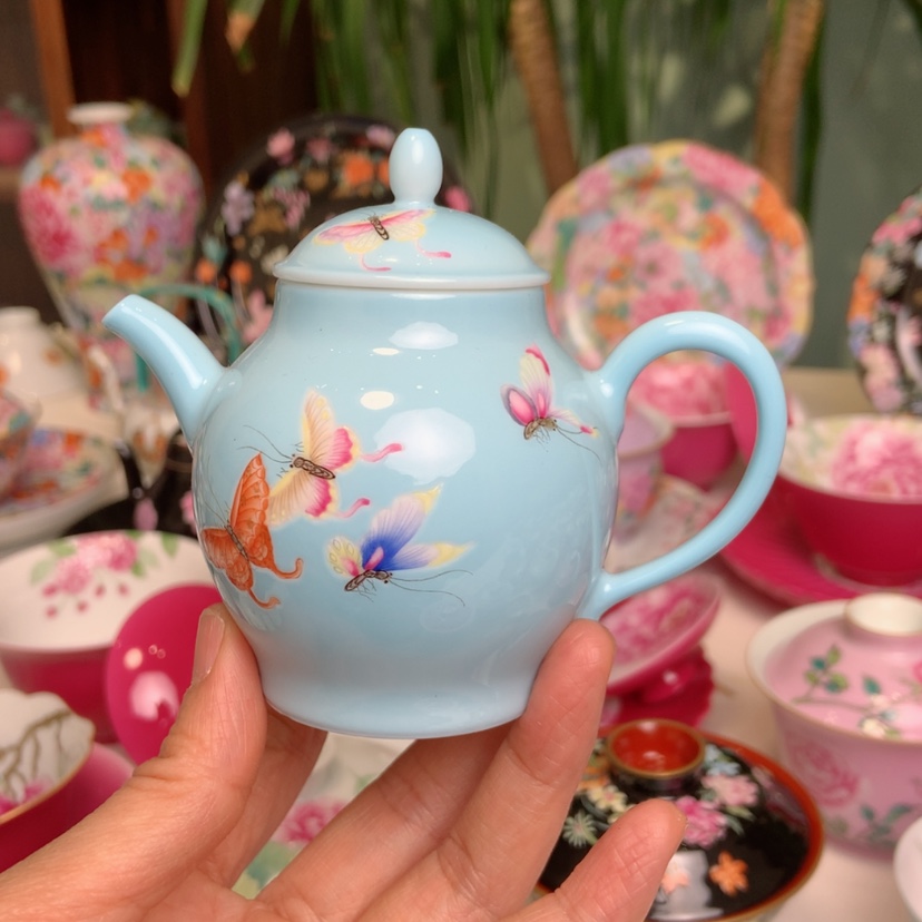 【闪购商品】蹄花满工蹄花蝶恋花盖碗