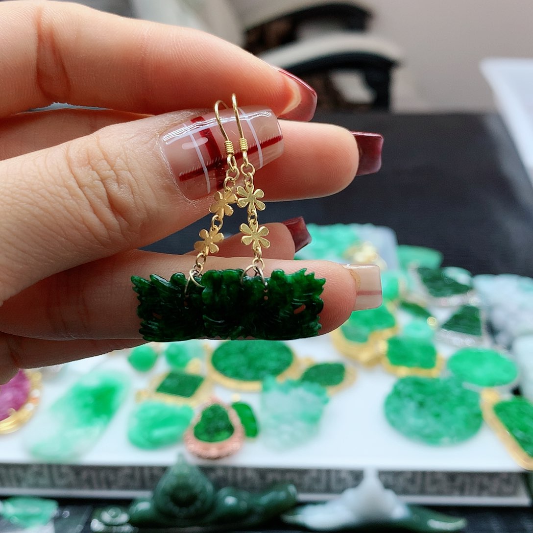 【闪购商品】翡翠耳饰银S925镶嵌，