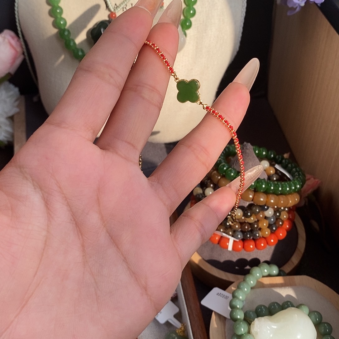 银S925镶嵌手链和田玉sj