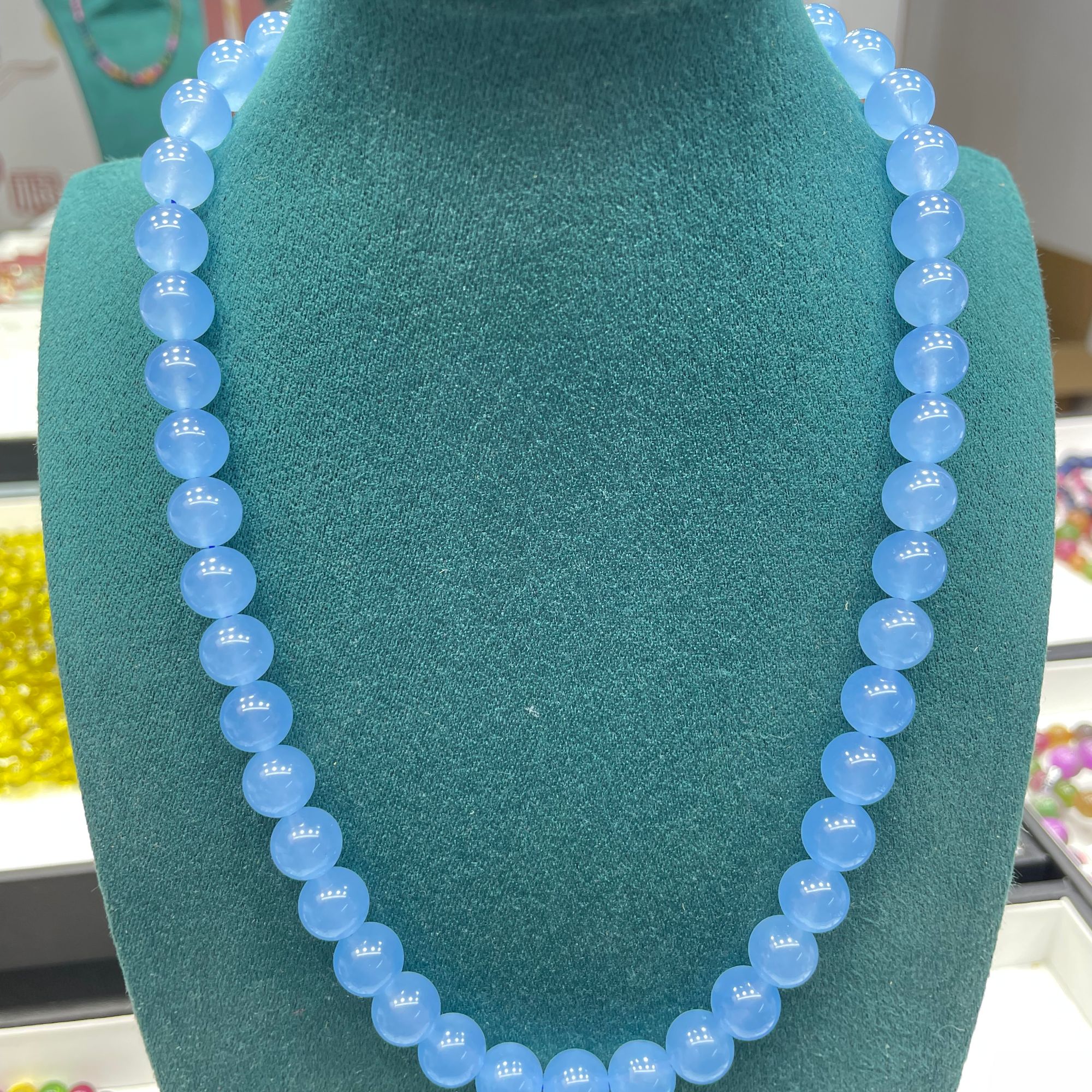 Z074 海蓝宝项链10mm时尚挂件