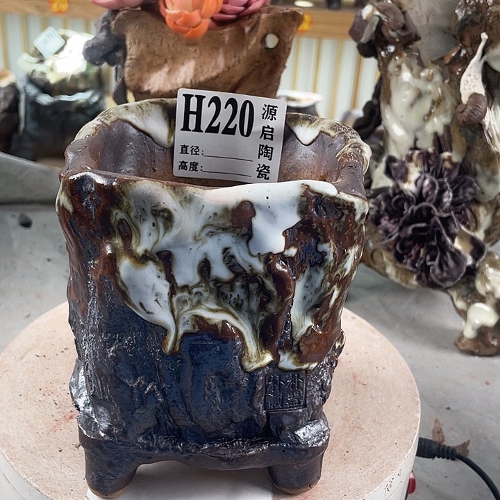 紫砂花盆景德镇陶瓷花盆220
